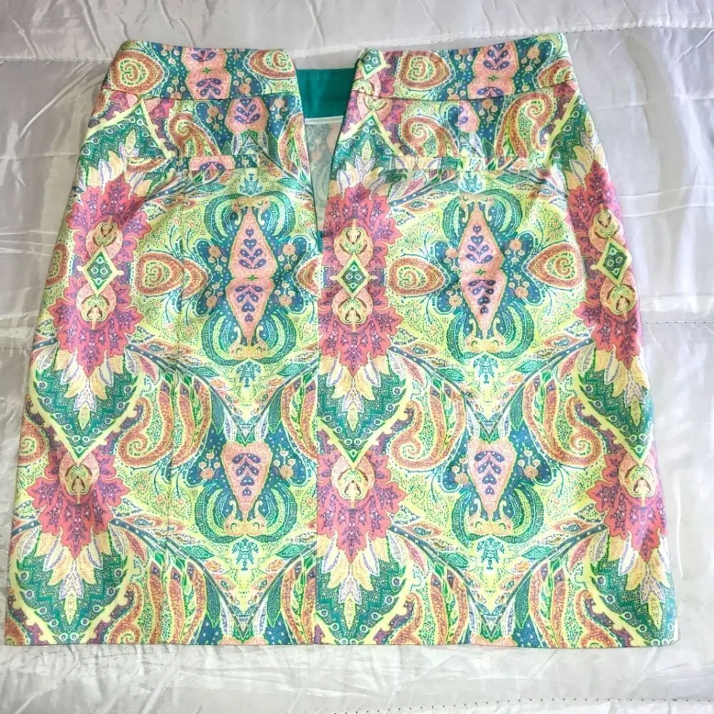 ‎Ann Taylor Madison Skirt Multicolored Paisley Print Size 00P - Picture 3 of 7